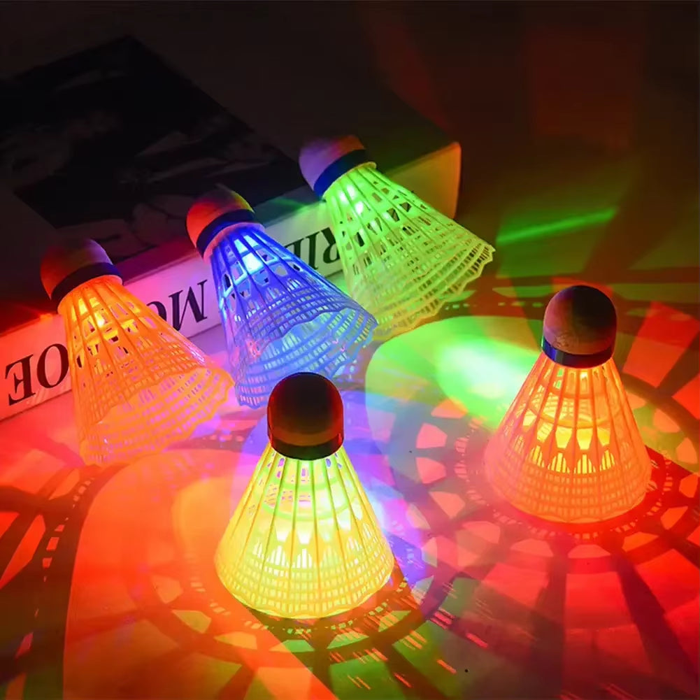 6Pcs LED Badminton Ball Glowing Light up Plastic Badminton Shuttlecocks Colorful Lighting Balls Sports Training In/Outdoor Game