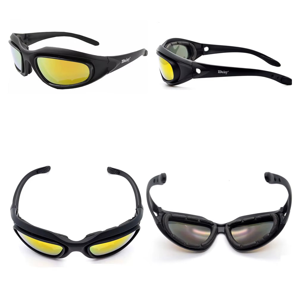 Daisy C5 Army Goggles Desert Storm 4 Lens Outdoor Sports Hunting Sunglasses anti UVA UVB X7 Polarized War Game Motorcycle Glasse