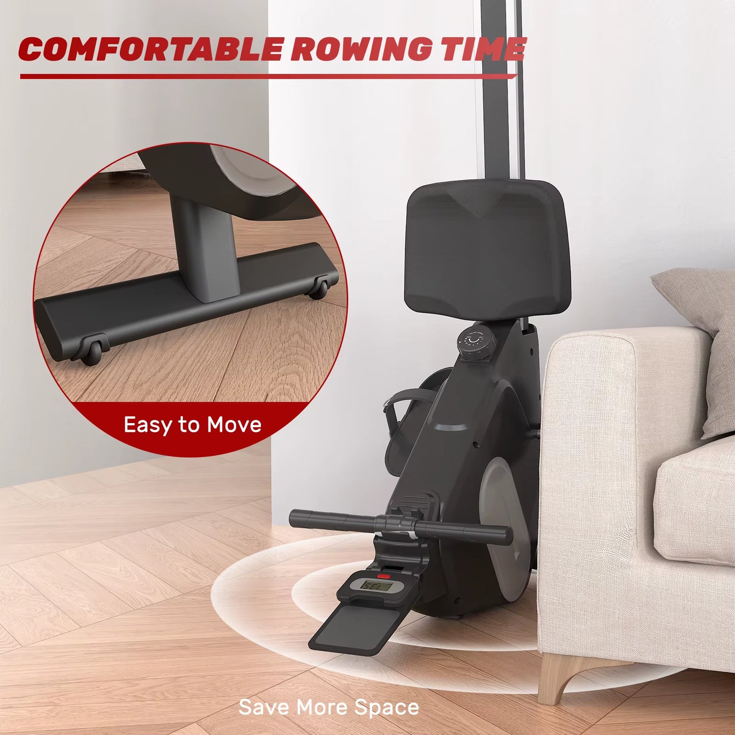 Home Rowing Machine Magnetic Rowing Machine 16 Resistance Levels LCD Display Maximum Load 120Kg Foldable Magnetic Rowing Machine
