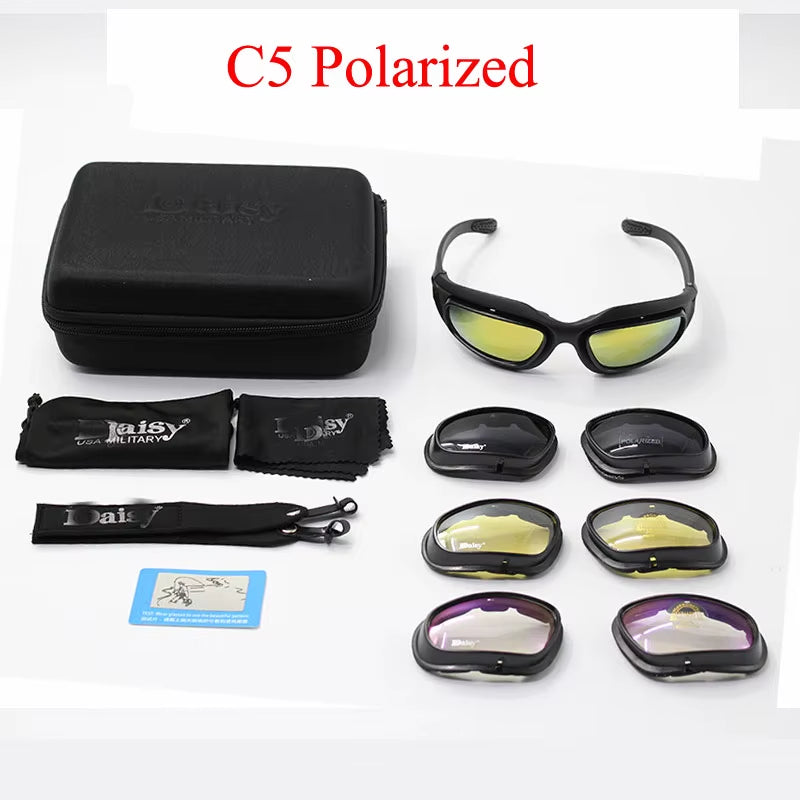 Daisy C5 Army Goggles Desert Storm 4 Lens Outdoor Sports Hunting Sunglasses anti UVA UVB X7 Polarized War Game Motorcycle Glasse