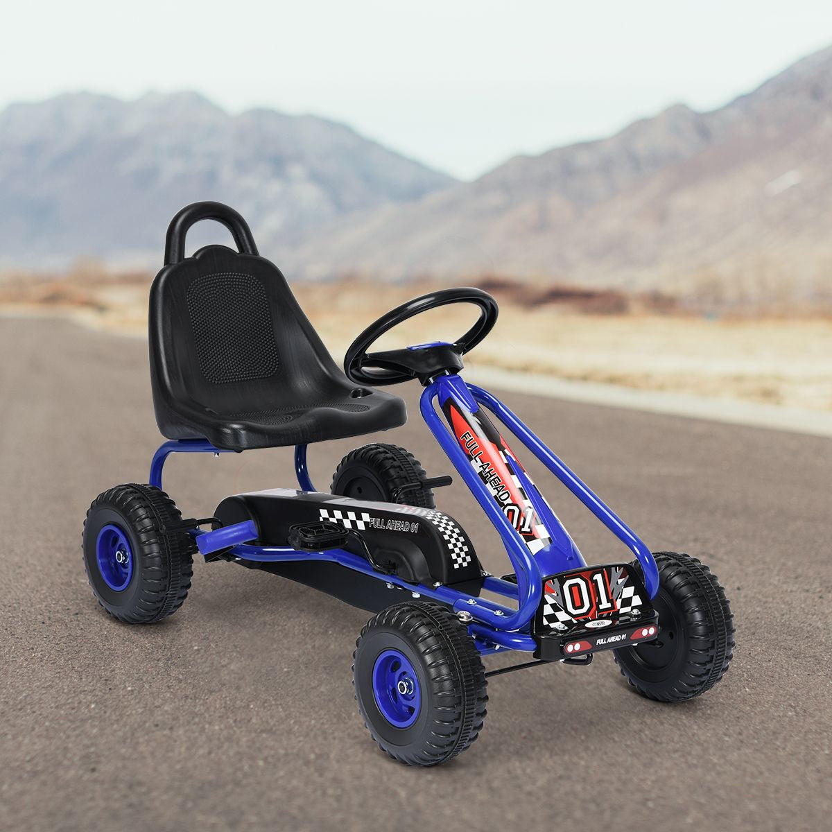 Gokart Mit Verstellbarem Sitz & Handbremse Tretauto Bis 30Kg Belastbar Pedal Go Cart
