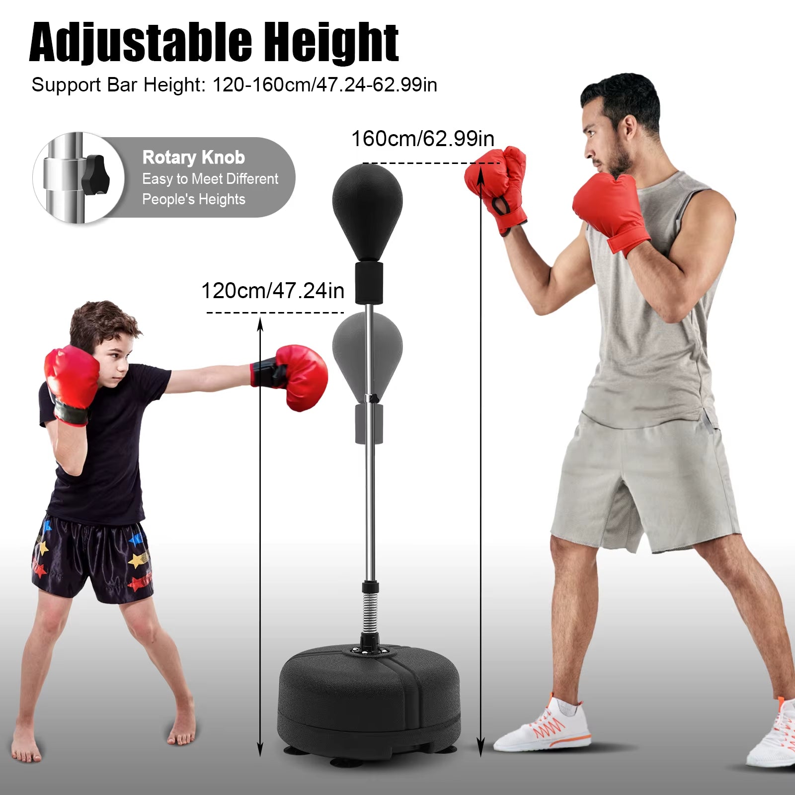 Punching Bag with Stand Adjustable Height Free Standing Boxing Reflex Bag Punching Ball Boxing Equipment for Home Gym
