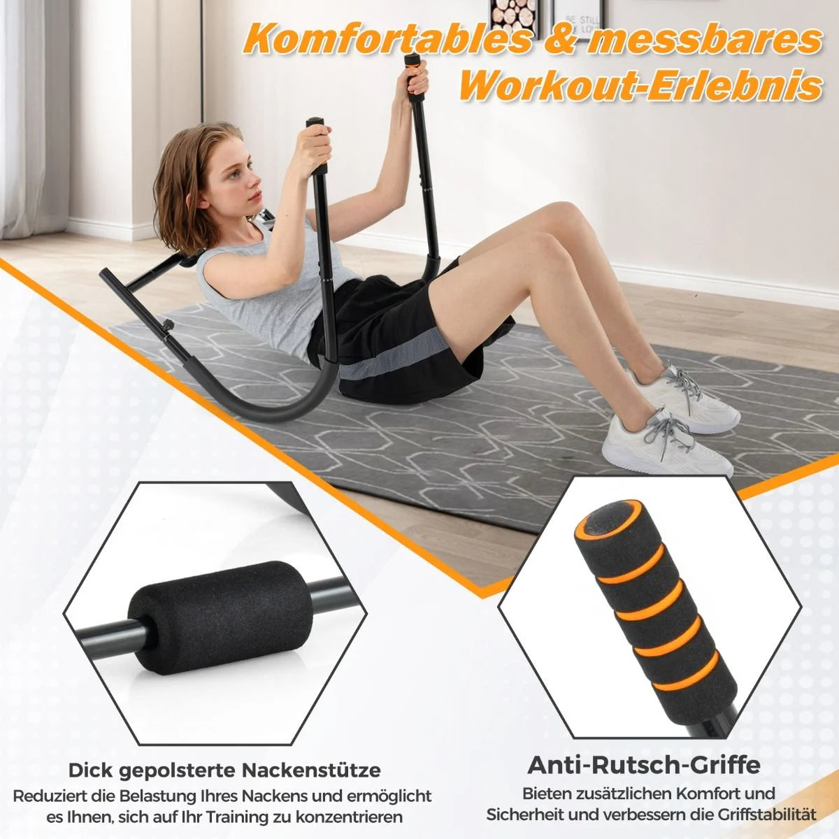 Bauchtrainer Mit Gepolsterter Kopfstütze Klappbarer AB Trainer Bauchmuskeltrainer Bauch Trainingsgerät