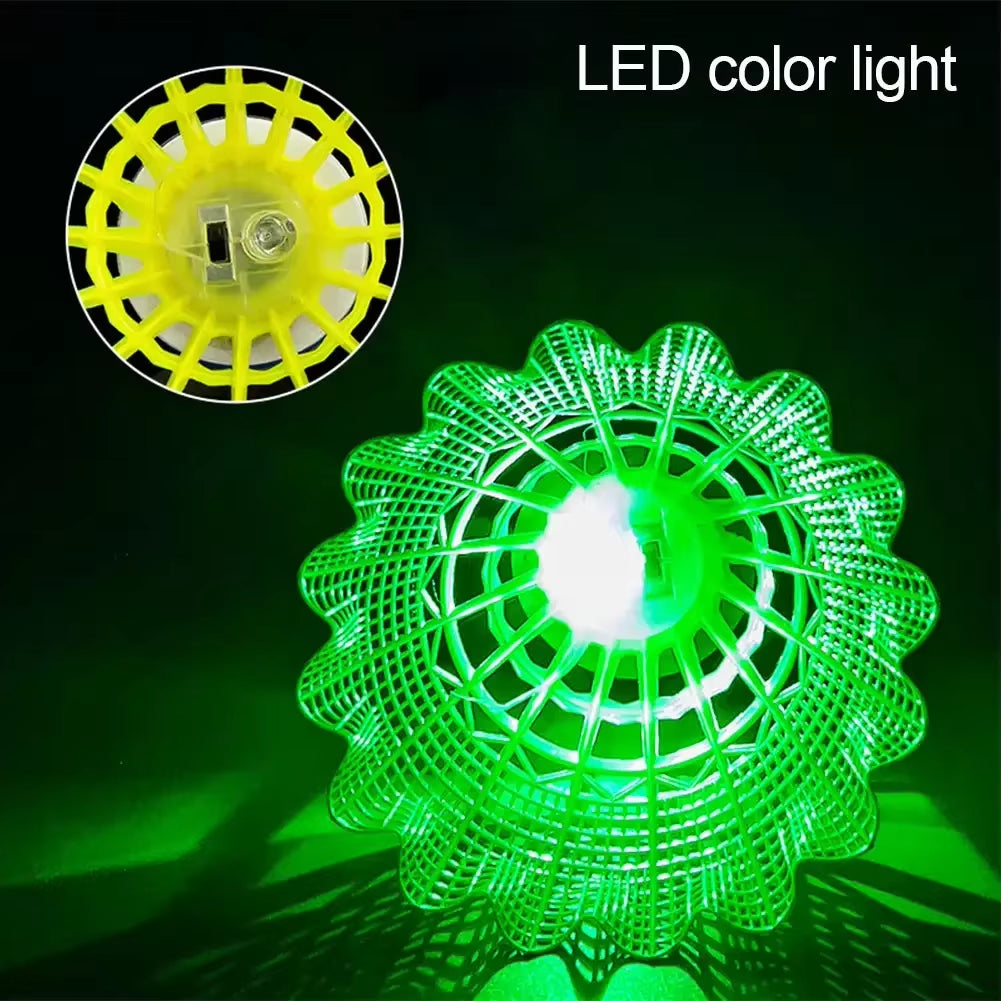 6Pcs LED Badminton Ball Glowing Light up Plastic Badminton Shuttlecocks Colorful Lighting Balls Sports Training In/Outdoor Game