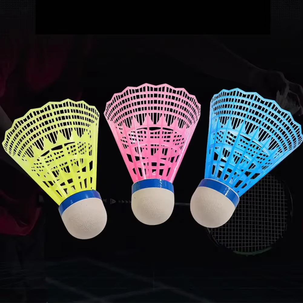 6Pcs LED Badminton Ball Glowing Light up Plastic Badminton Shuttlecocks Colorful Lighting Balls Sports Training In/Outdoor Game