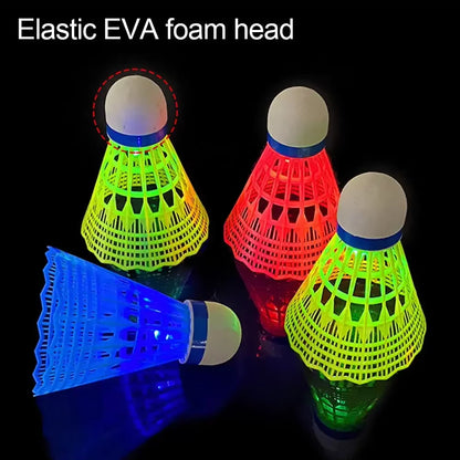 6Pcs LED Badminton Ball Glowing Light up Plastic Badminton Shuttlecocks Colorful Lighting Balls Sports Training In/Outdoor Game
