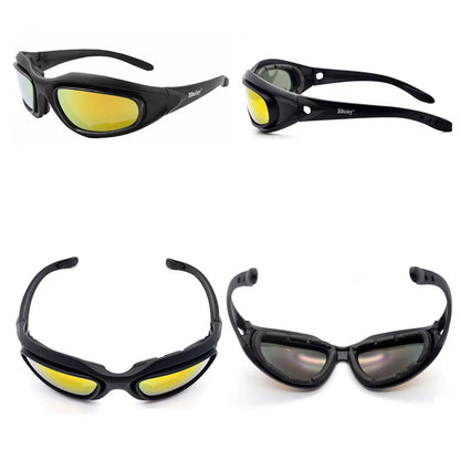 Daisy C5 Army Goggles Desert Storm 4 Lens Outdoor Sports Hunting Sunglasses anti UVA UVB X7 Polarized War Game Motorcycle Glasse