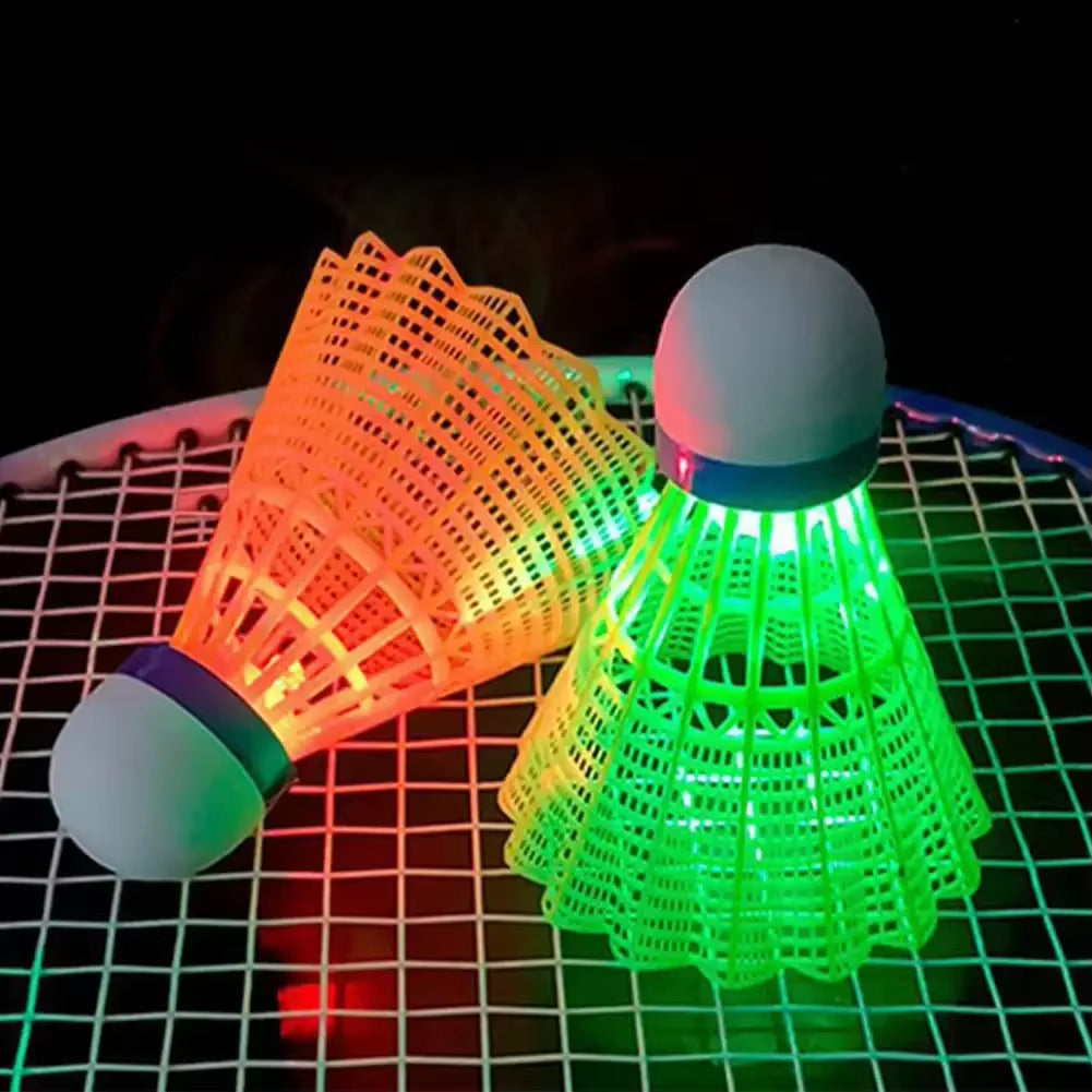 6Pcs LED Badminton Ball Glowing Light up Plastic Badminton Shuttlecocks Colorful Lighting Balls Sports Training In/Outdoor Game
