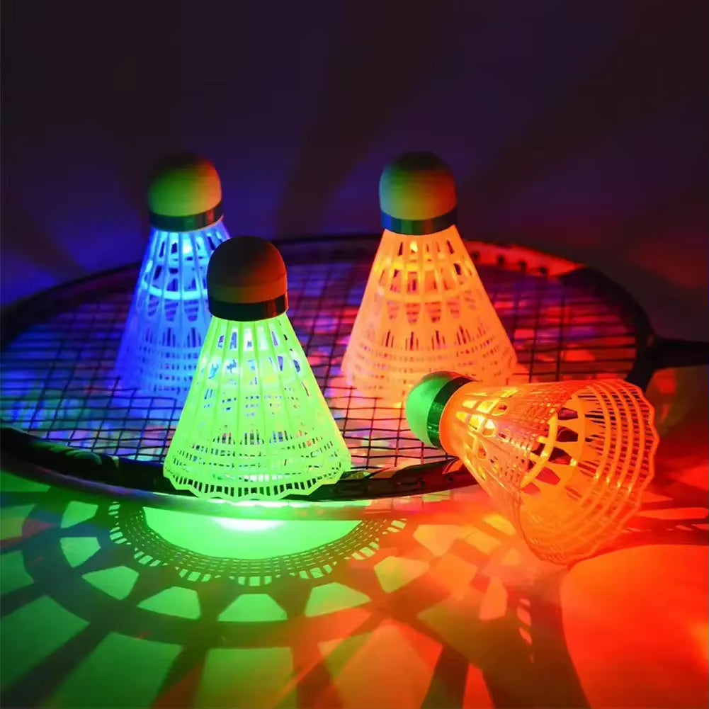 6Pcs LED Badminton Ball Glowing Light up Plastic Badminton Shuttlecocks Colorful Lighting Balls Sports Training In/Outdoor Game