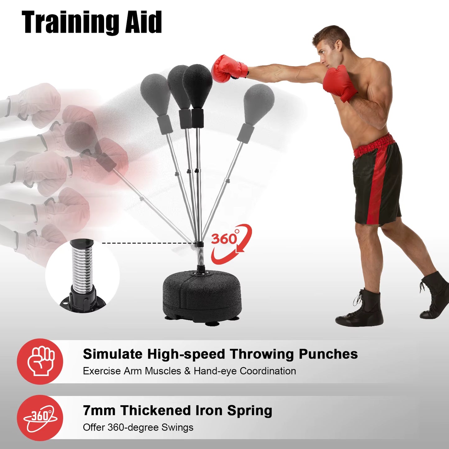 Punching Bag with Stand Adjustable Height Free Standing Boxing Reflex Bag Punching Ball Boxing Equipment for Home Gym