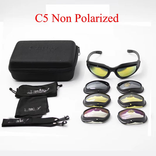 Daisy C5 Army Goggles Desert Storm 4 Lens Outdoor Sports Hunting Sunglasses anti UVA UVB X7 Polarized War Game Motorcycle Glasse