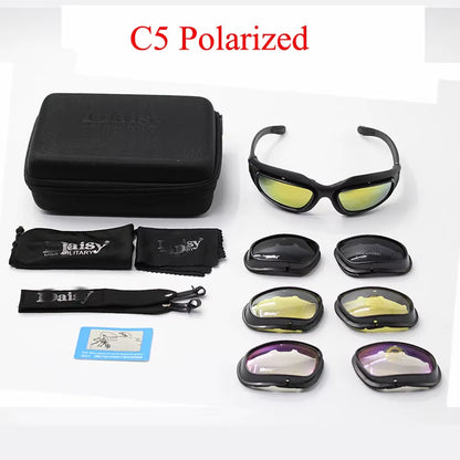 Daisy C5 Army Goggles Desert Storm 4 Lens Outdoor Sports Hunting Sunglasses anti UVA UVB X7 Polarized War Game Motorcycle Glasse