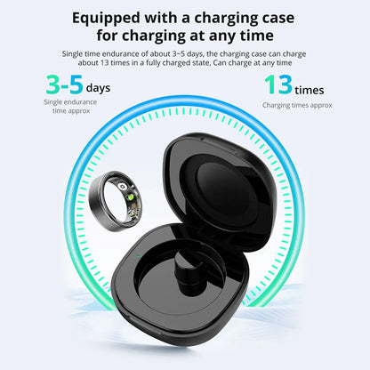 New  R03 Smart Ring Charging Case Men Women, Battery Life 39 Days, Health Monitor, IP68 & 5ATM Waterproof, Multi-Sport Mode