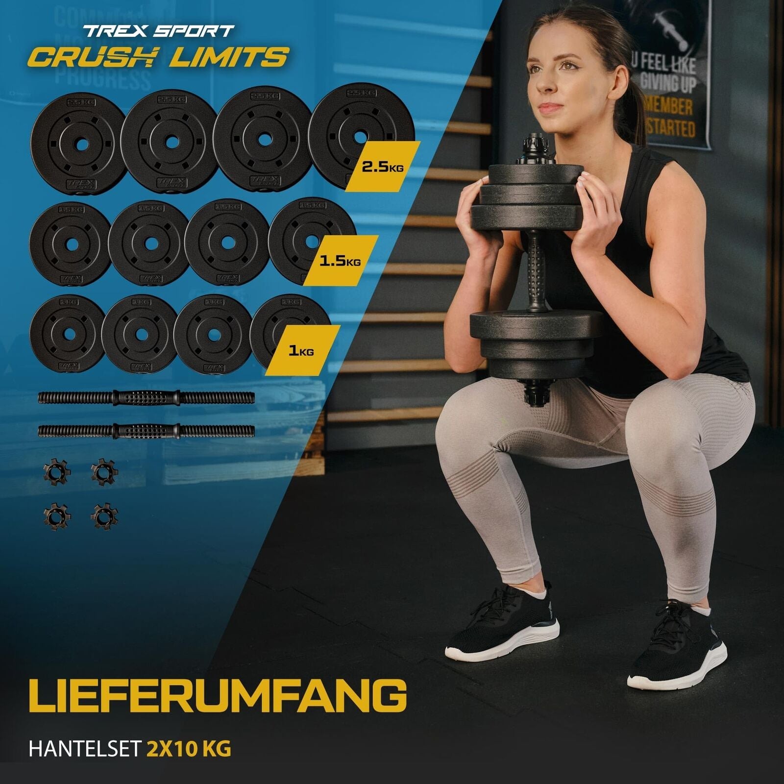 TREX SPORT Hanteln Set | Kurzhanteln 2Er Set | 20Kg 40Kg Hantel Dumbbell Set ...